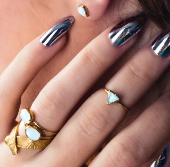 Moonstone Triangle Raw Stone Ring (Size 5, 6)