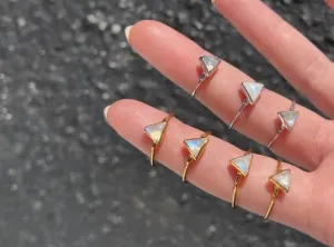 Moonstone Triangle Raw Stone Ring (Size 5, 6)