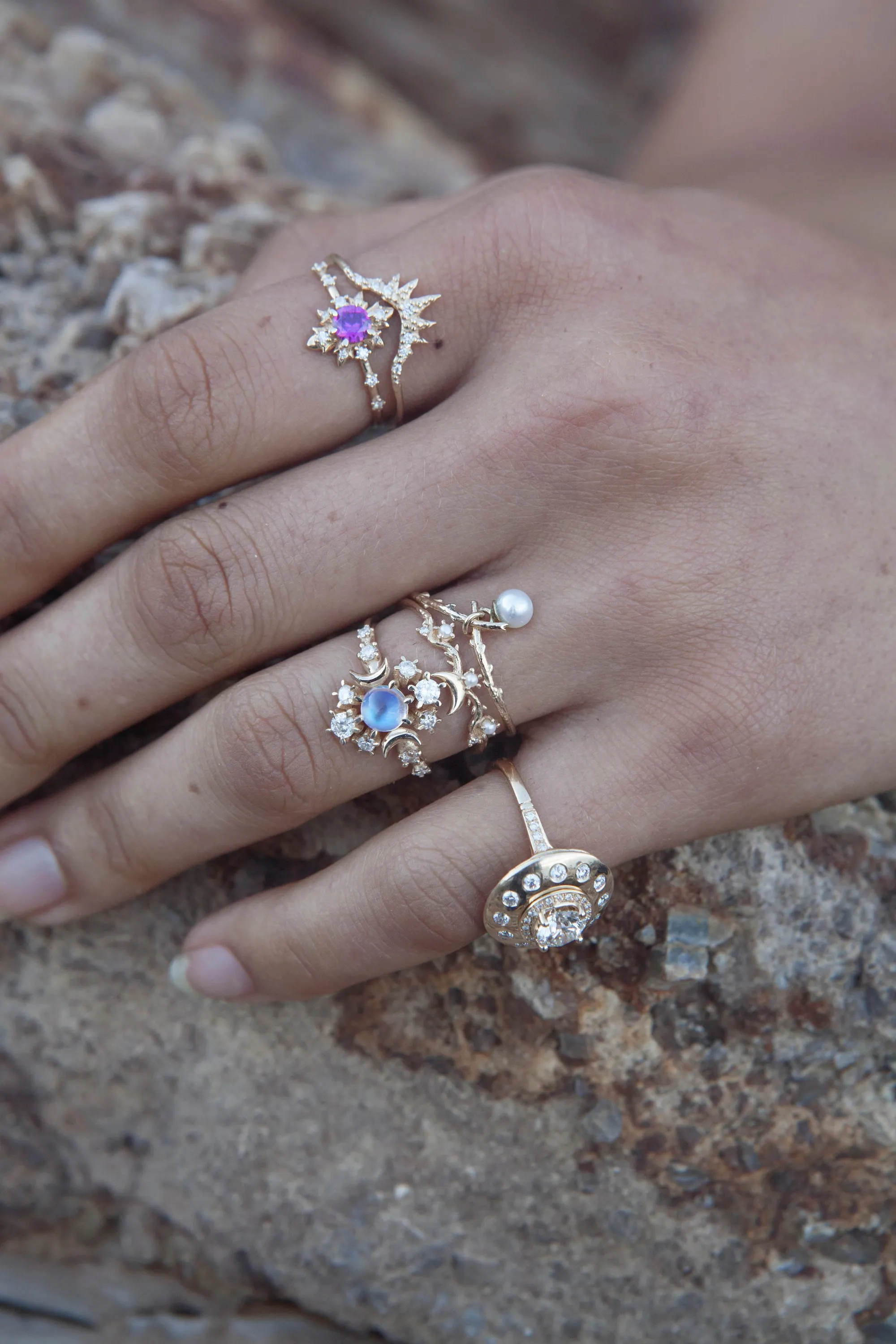 Moonstone Wandering Cosmos Ring
