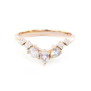 Moostone & Diamonds nesting wedding band, Gaia