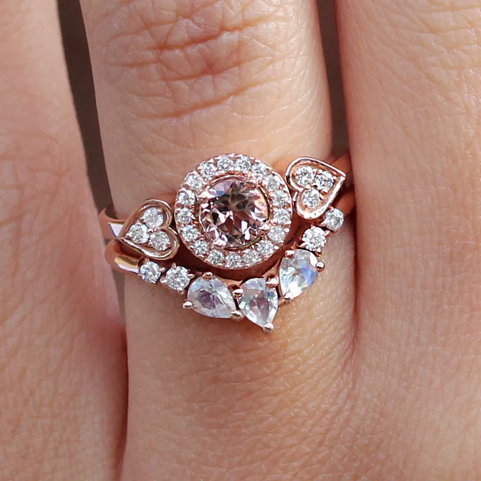 Moostone & Diamonds nesting wedding band, Gaia