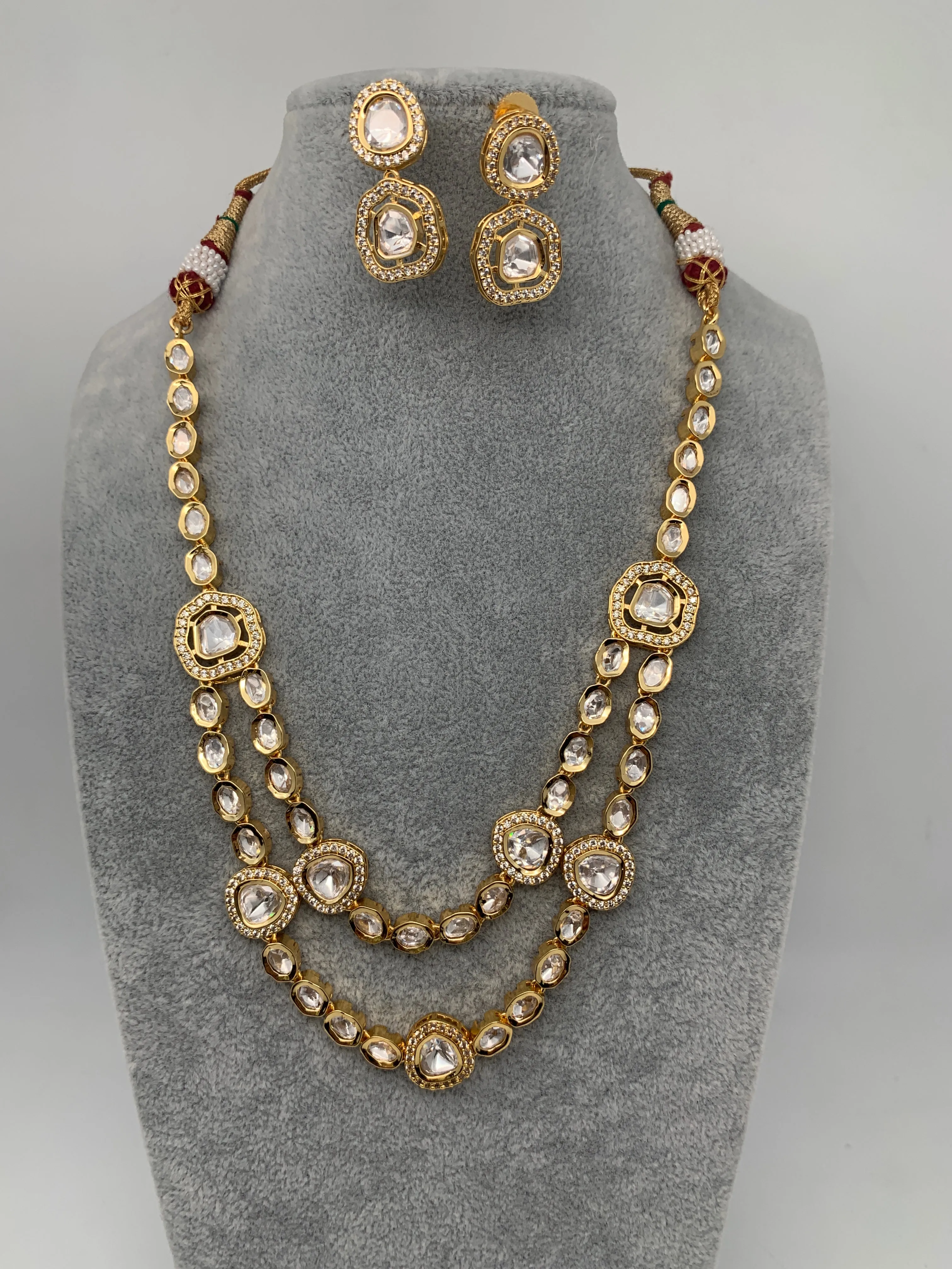Mossanite Uncut Diamond Finish Short Necklace