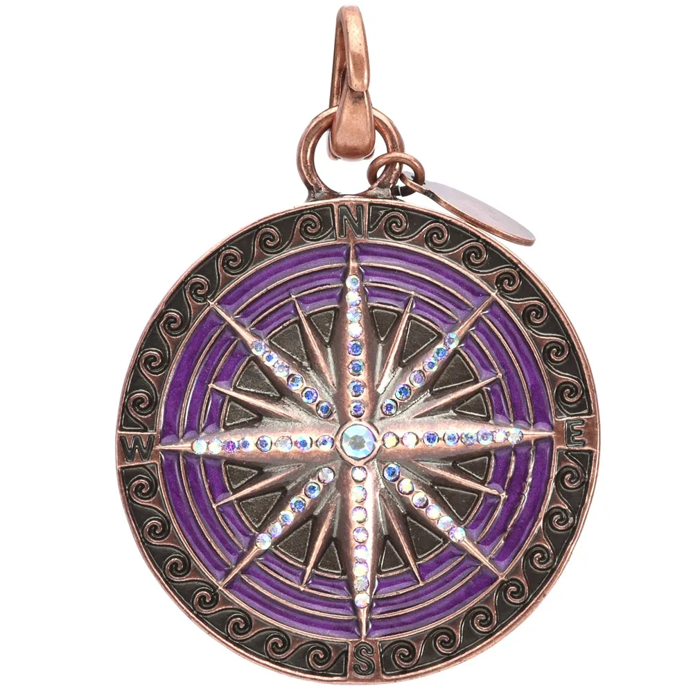 Mystic Venus Seaview Moon Compass Rose Open Ring Charm (Copper Ox/ Mystic Iridis)