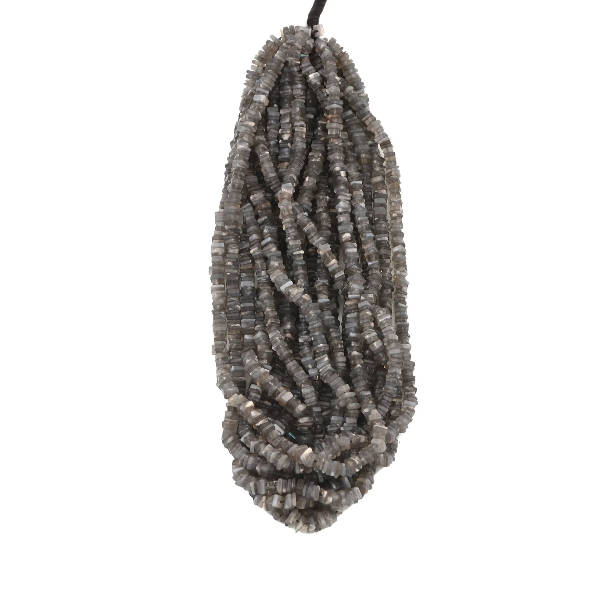 Natural Grey Moonstone Gemstone Beaded Strand