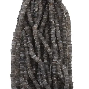 Natural Grey Moonstone Gemstone Beaded Strand