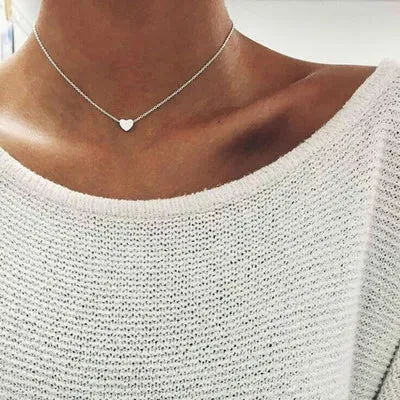 New Double Layer Necklace For Women Imitation Pearl Crystal Heart Pendant Chokers Necklaces Girls Gift Bohemia Cheap Jewelry