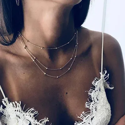 New Double Layer Necklace For Women Imitation Pearl Crystal Heart Pendant Chokers Necklaces Girls Gift Bohemia Cheap Jewelry