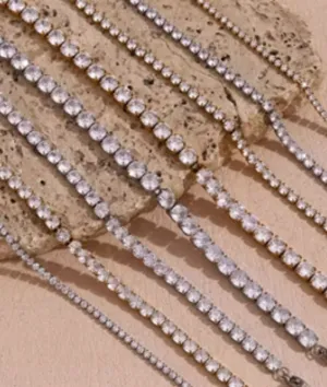 Nude Rose Stainless Steel 2Mm Zircon Chain Bracelet