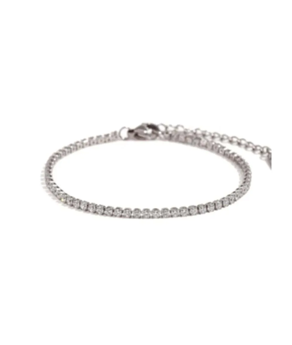 Nude Rose Stainless Steel 2Mm Zircon Chain Bracelet