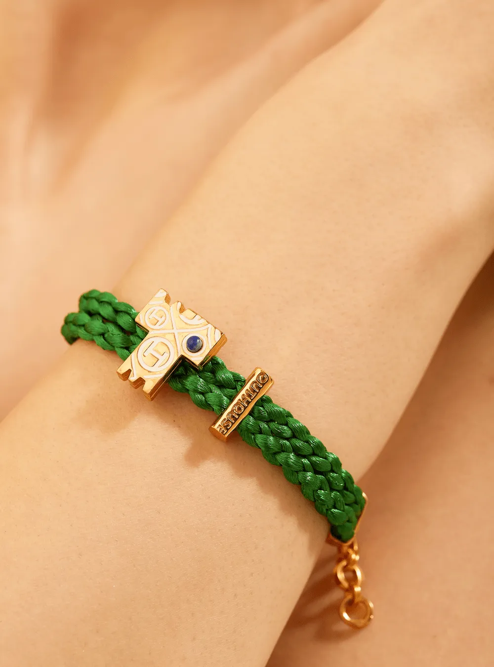 OH Dopamine Bond Bracelet in Acid Green, Gold Finish