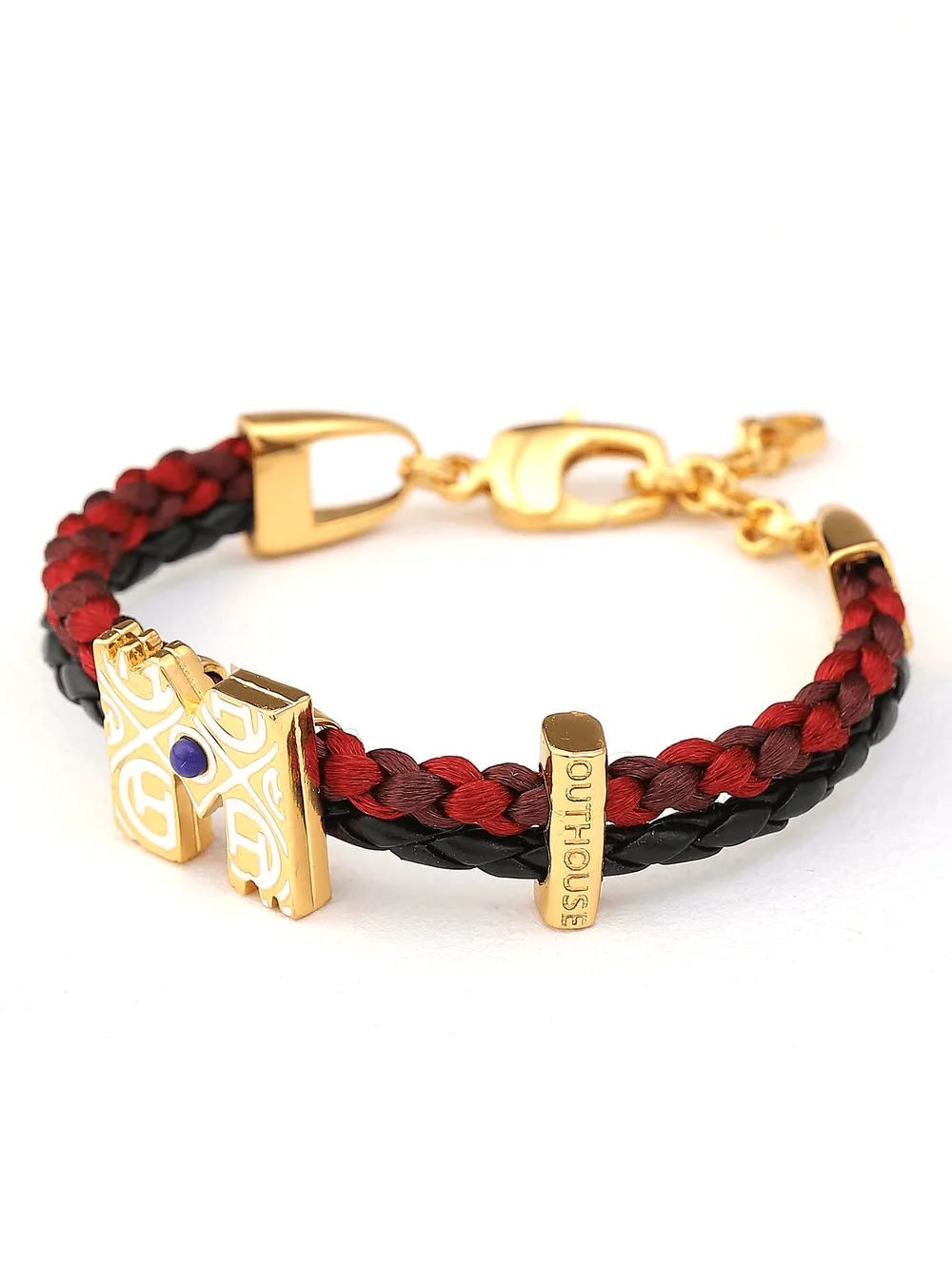 OH Dopamine Bond Bracelet in Moulin Maroon, Gold Finish