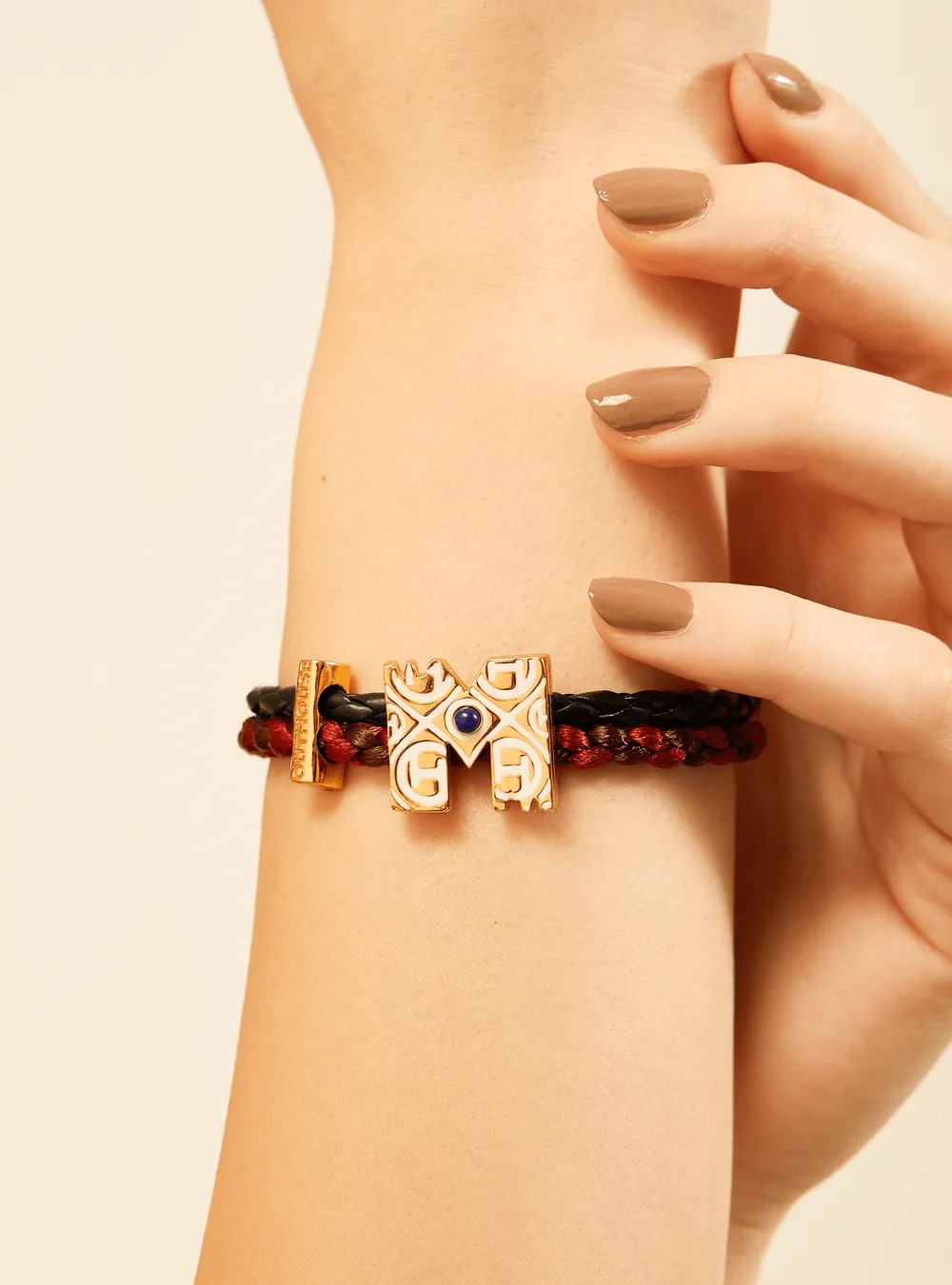OH Dopamine Bond Bracelet in Moulin Maroon, Gold Finish