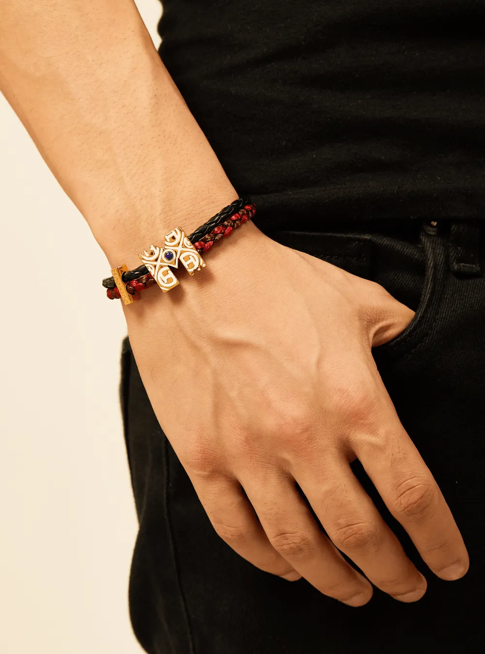OH Dopamine Bond Bracelet in Moulin Maroon, Gold Finish