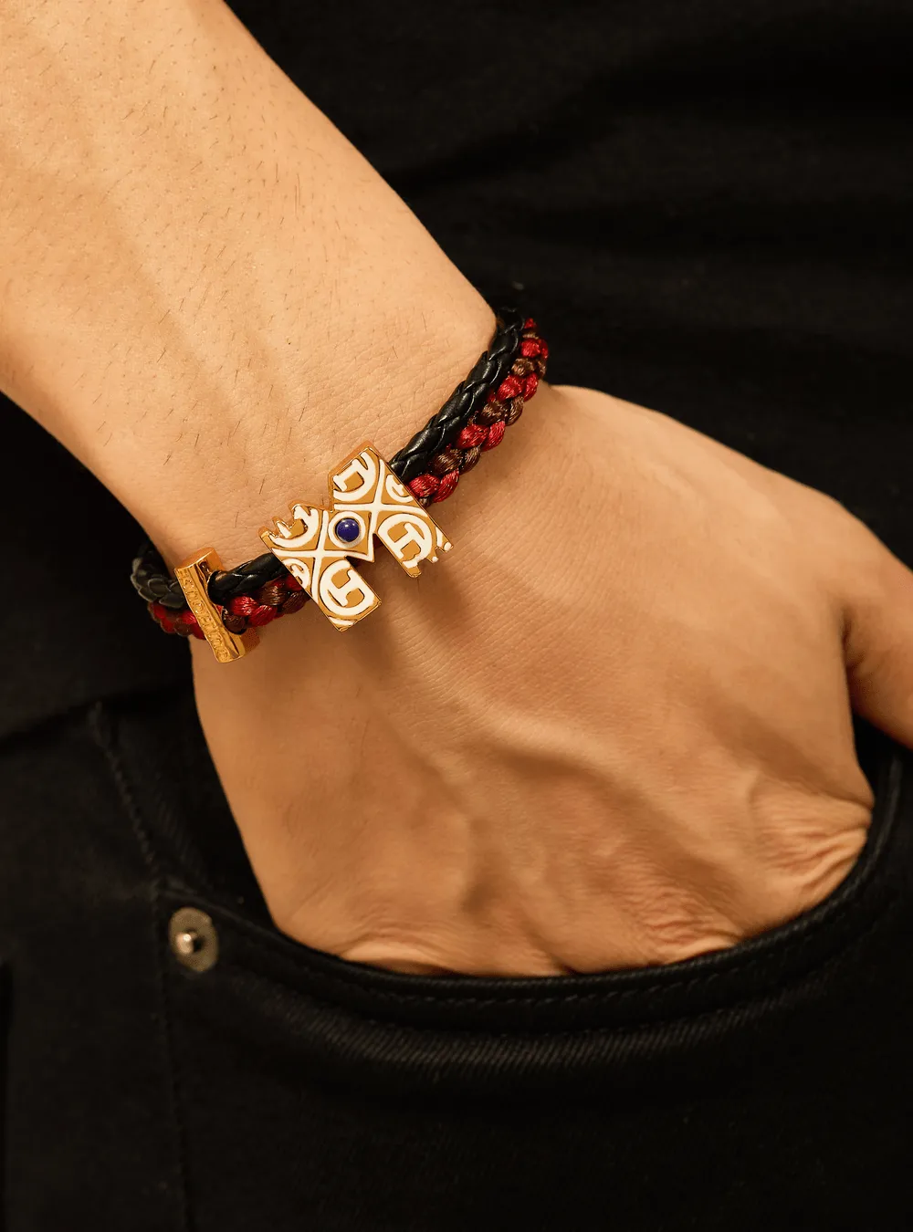 OH Dopamine Bond Bracelet in Moulin Maroon, Gold Finish