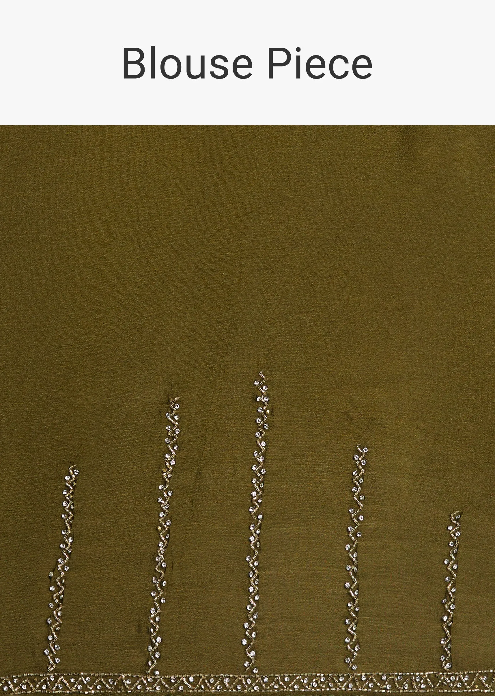 Olive Green Dual Shaded Chinon Saree With Cutdana Work