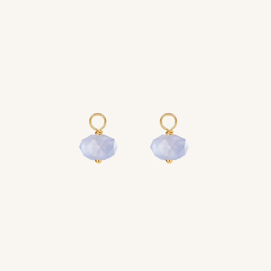 Opulent Blue Lace Agate Hoop Charm - Stone of Loyalty (Set of 2)
