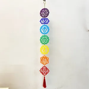 Our Online Decor 7 Chakra Acrylic Yoga Meditation Wall Hanging|Best For Reiki Healing|Wall Hanging For Home,Car&Door/Office Hanging For Good Luck&Positive Energy|Positive Vibes,Multicolour