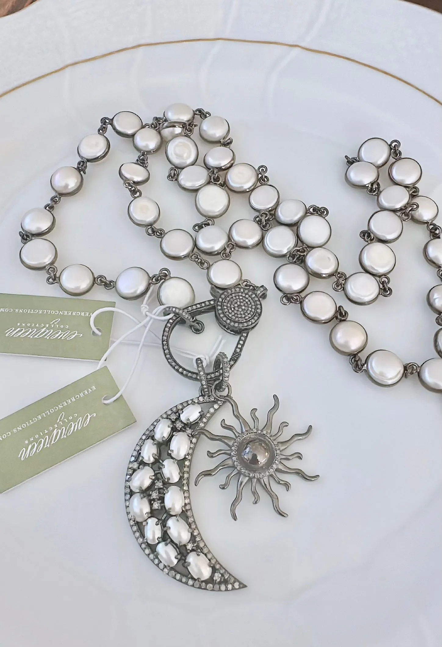 Pearl Necklace with Pave Diamond Lock