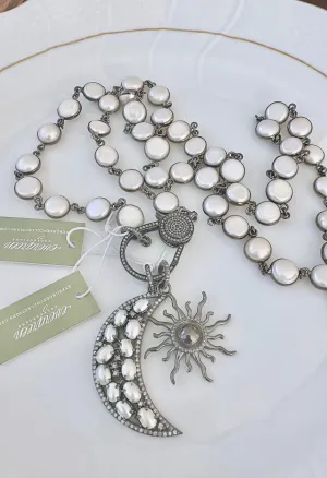 Pearl Necklace with Pave Diamond Lock