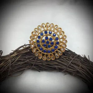 Polki Cocktail Adjustable Blue Ring 3224-7289