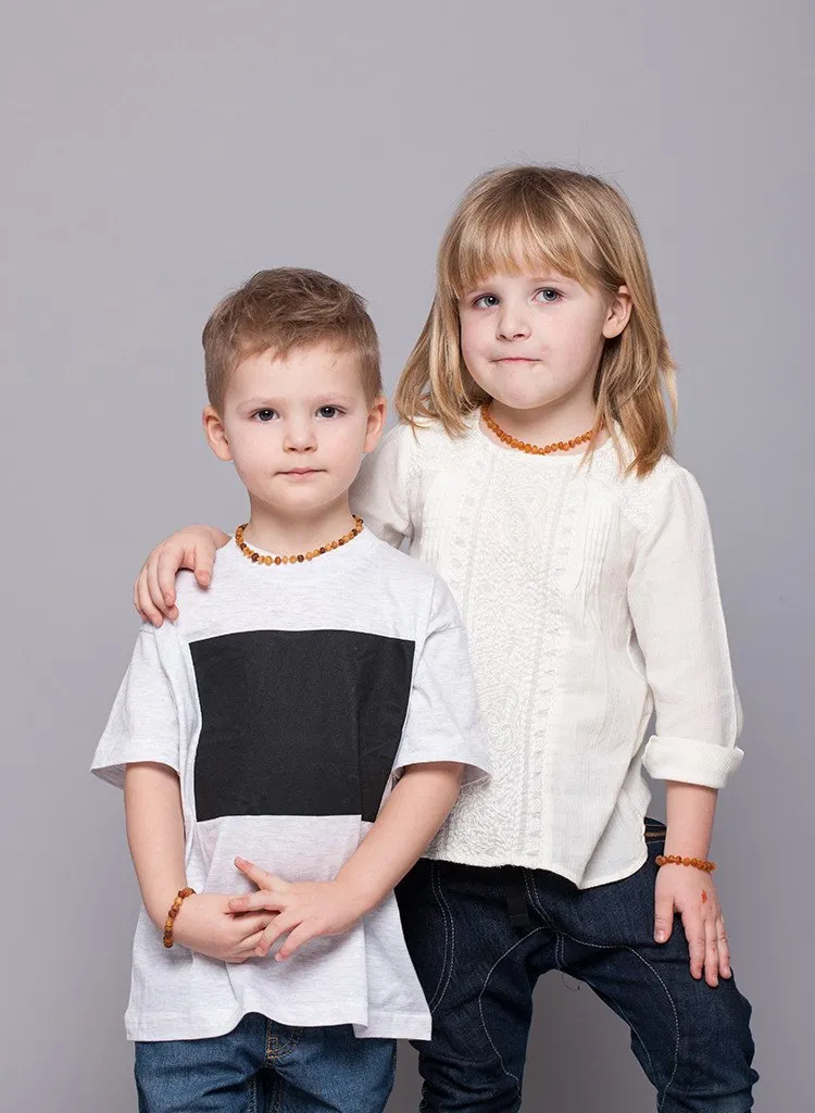 Premium Baltic Amber Necklace or/and Bracelet For Children / Extra Safe