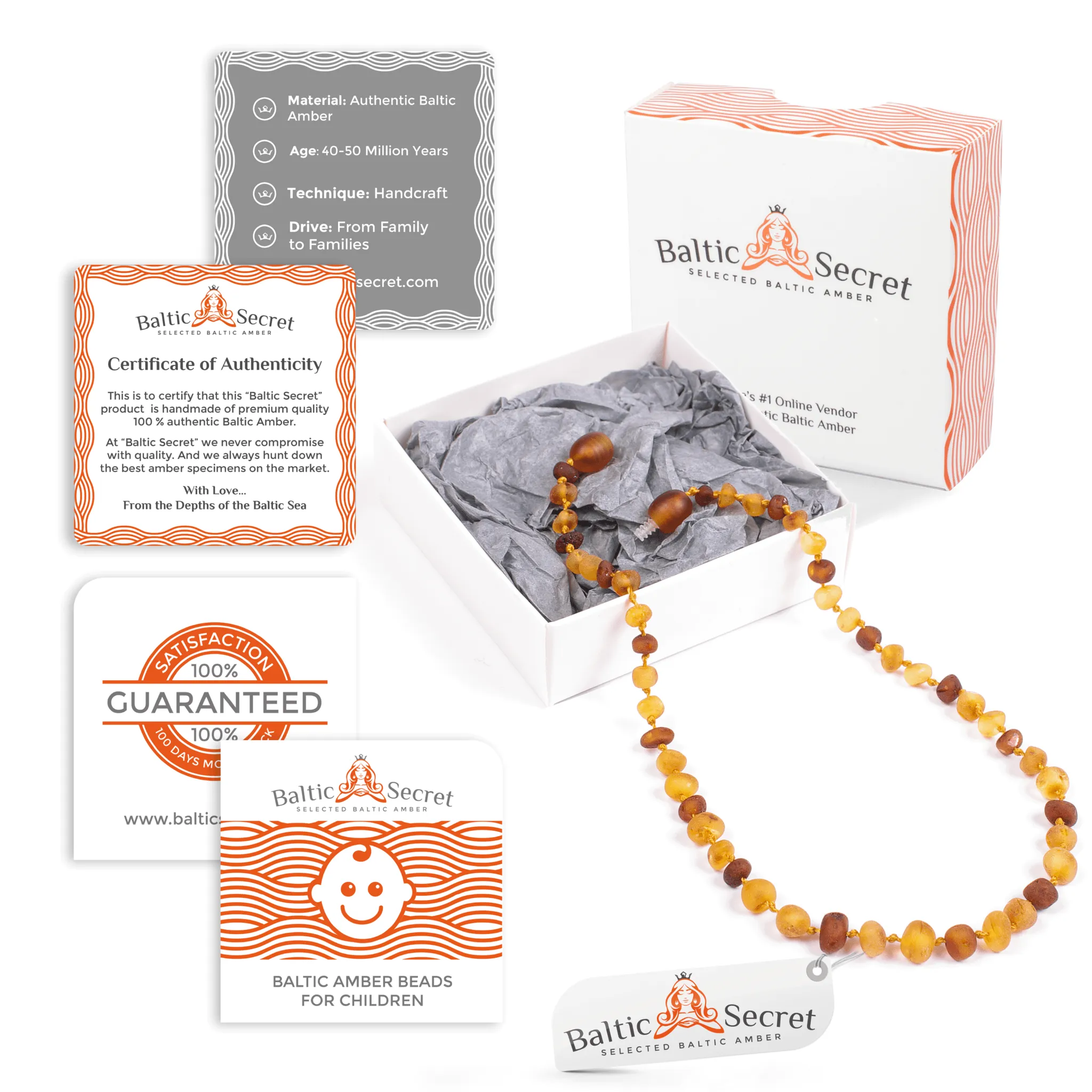 Premium Baltic Amber Necklace or/and Bracelet For Children / Extra Safe