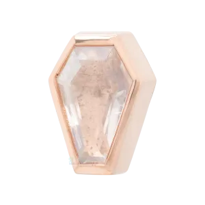 "Coffin" Threaded End in Gold with Rainbow Moonstone