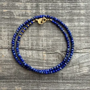 "Miners Delight"  Blue Lapis and Hematite Wrap Bracelet