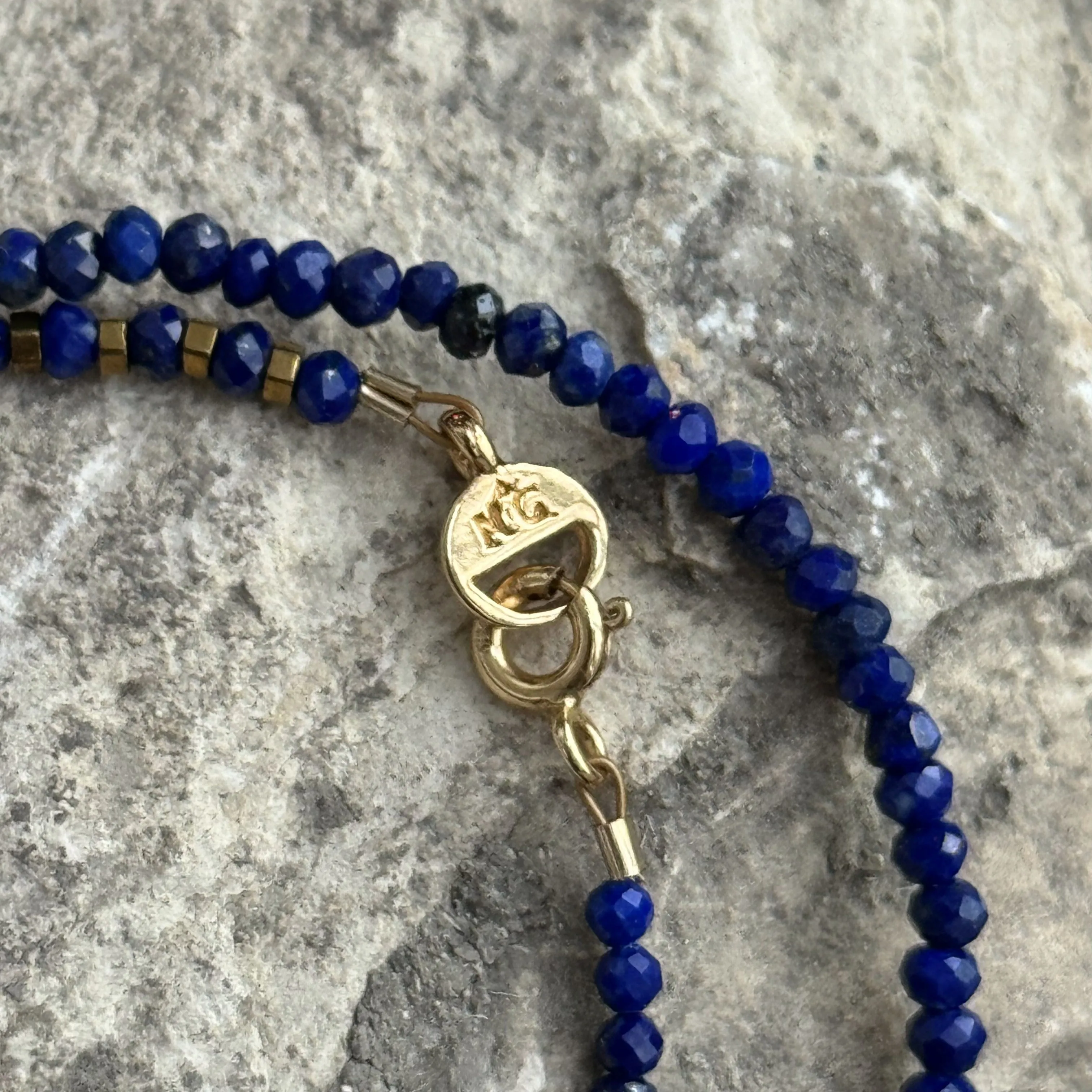 "Miners Delight"  Blue Lapis and Hematite Wrap Bracelet