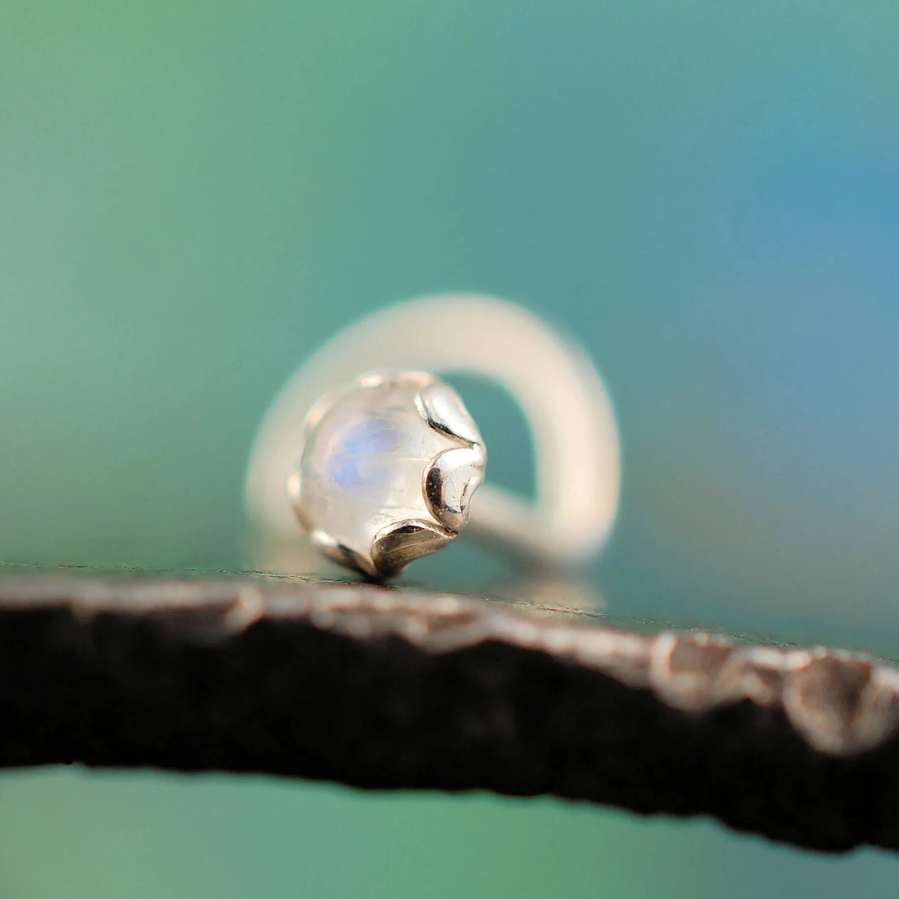 Rainbow Moonstone Filigree Nose Stud