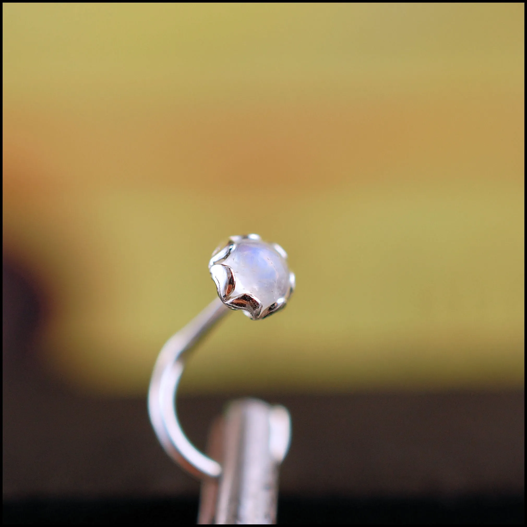 Rainbow Moonstone Filigree Nose Stud