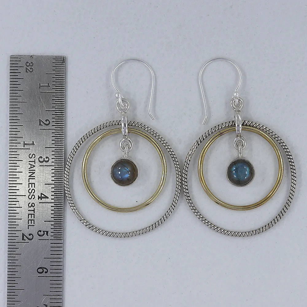 Rainbow Moonstone Silver Earrings