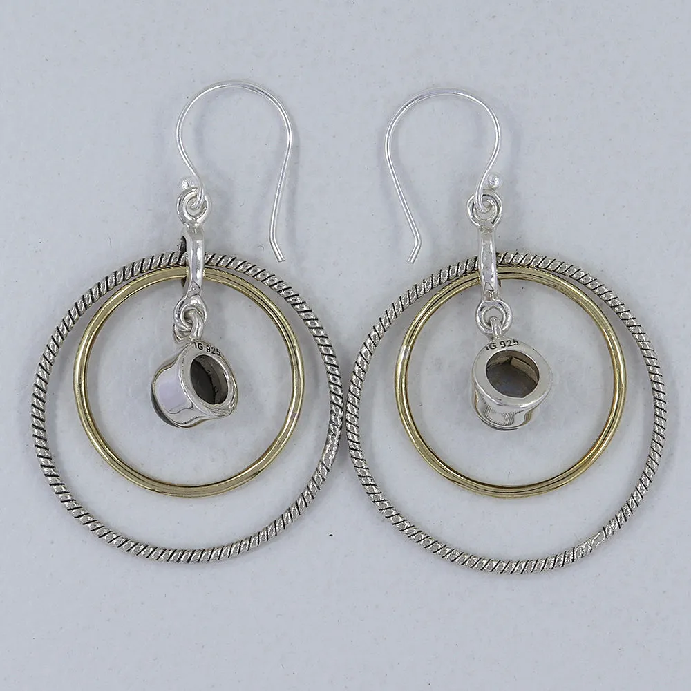 Rainbow Moonstone Silver Earrings