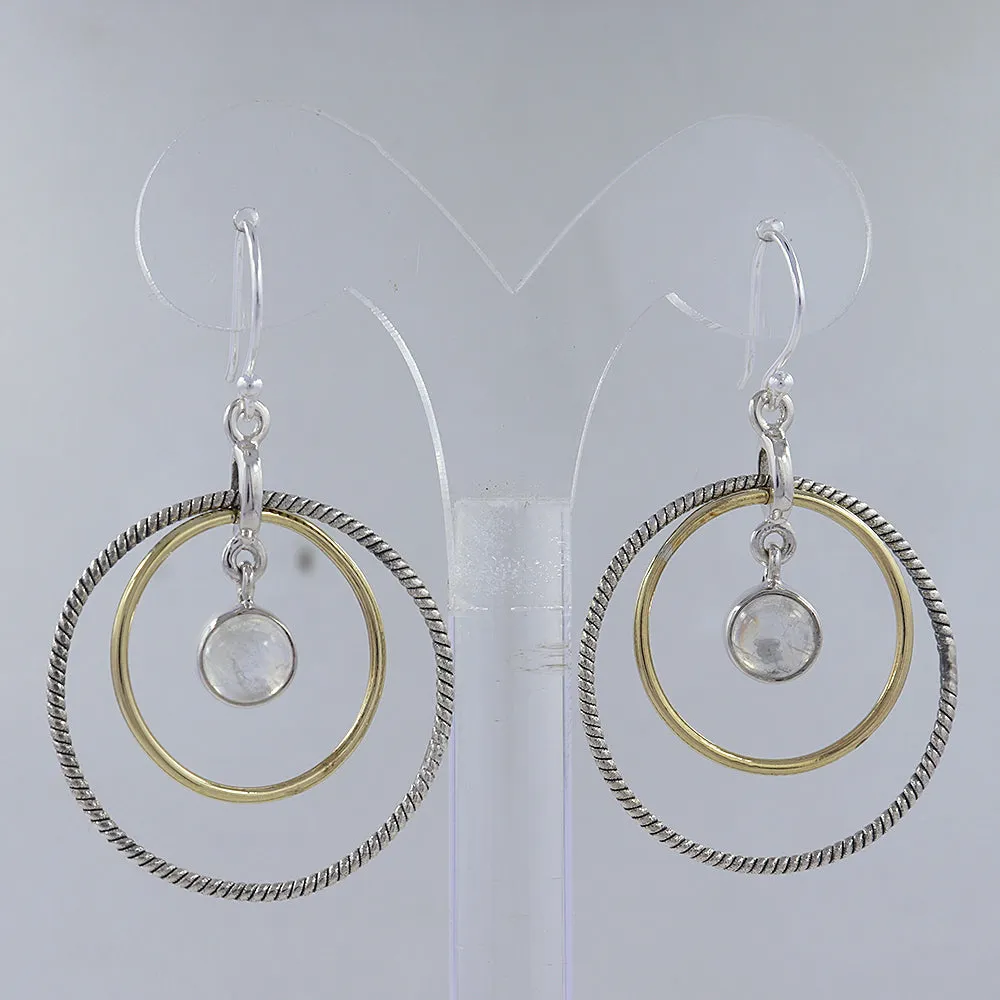 Rainbow Moonstone Silver Earrings