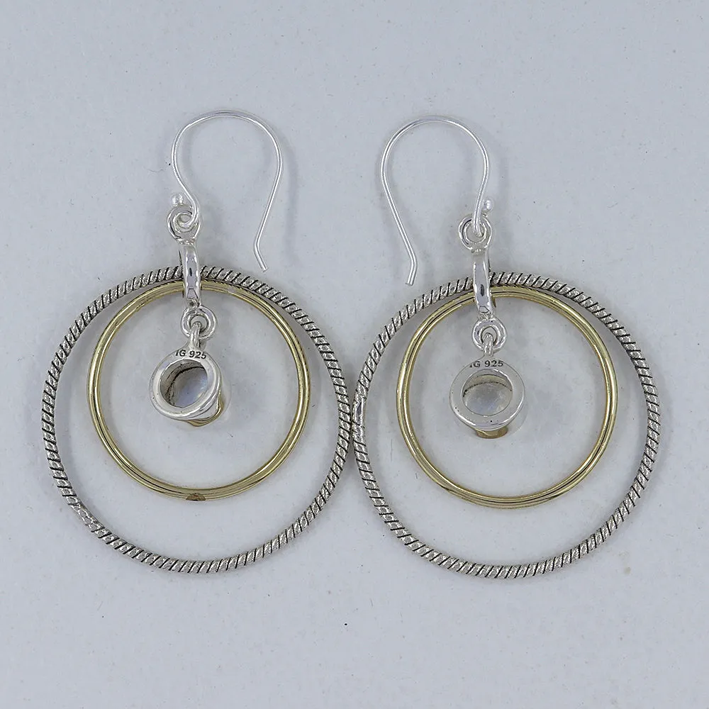 Rainbow Moonstone Silver Earrings