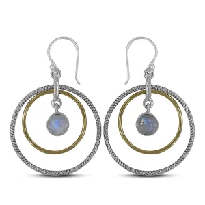 Rainbow Moonstone Silver Earrings