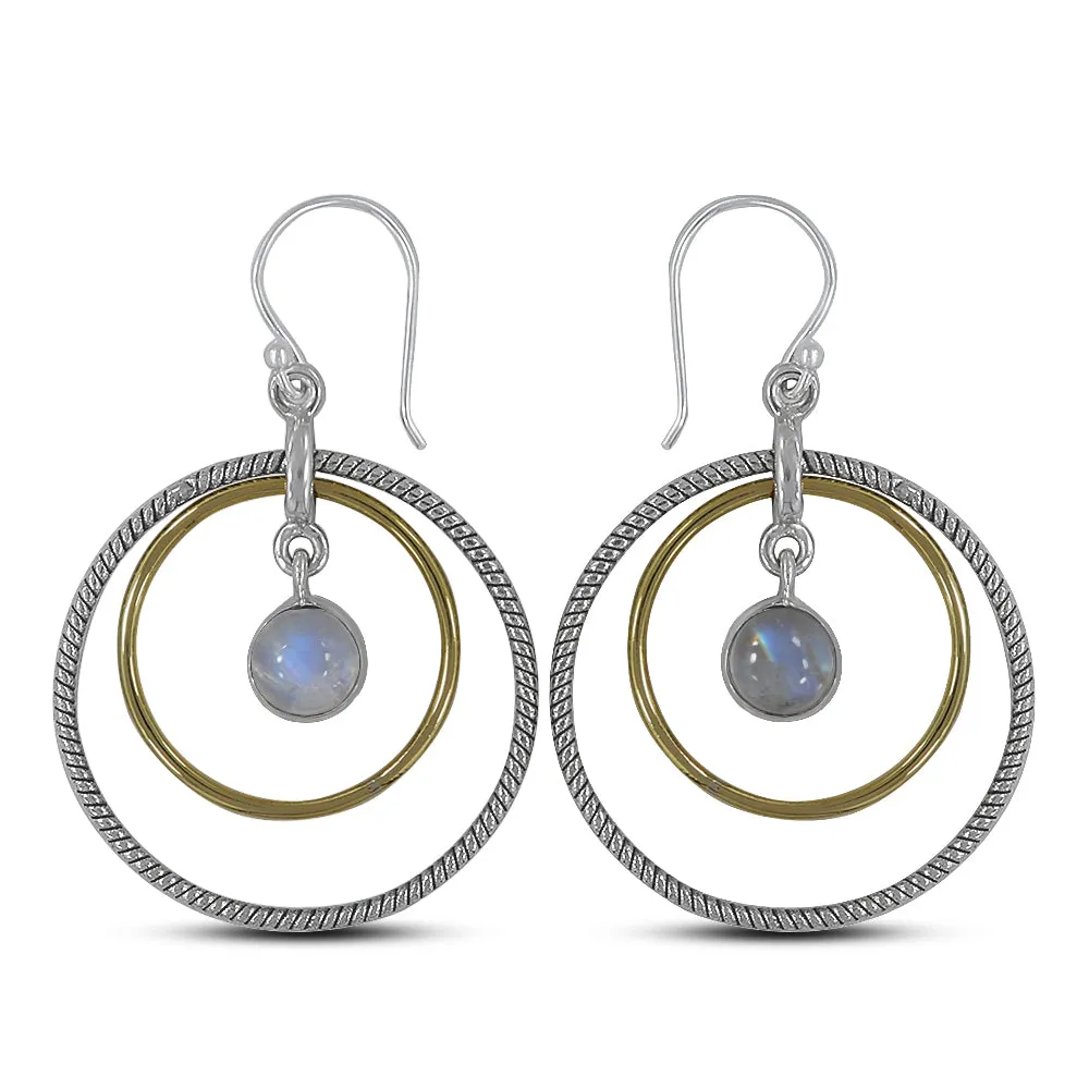 Rainbow Moonstone Silver Earrings