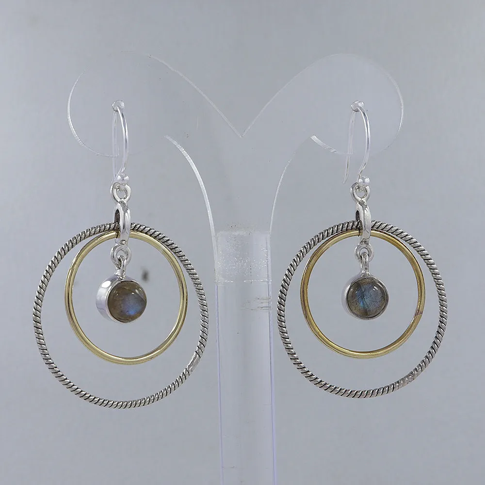 Rainbow Moonstone Silver Earrings