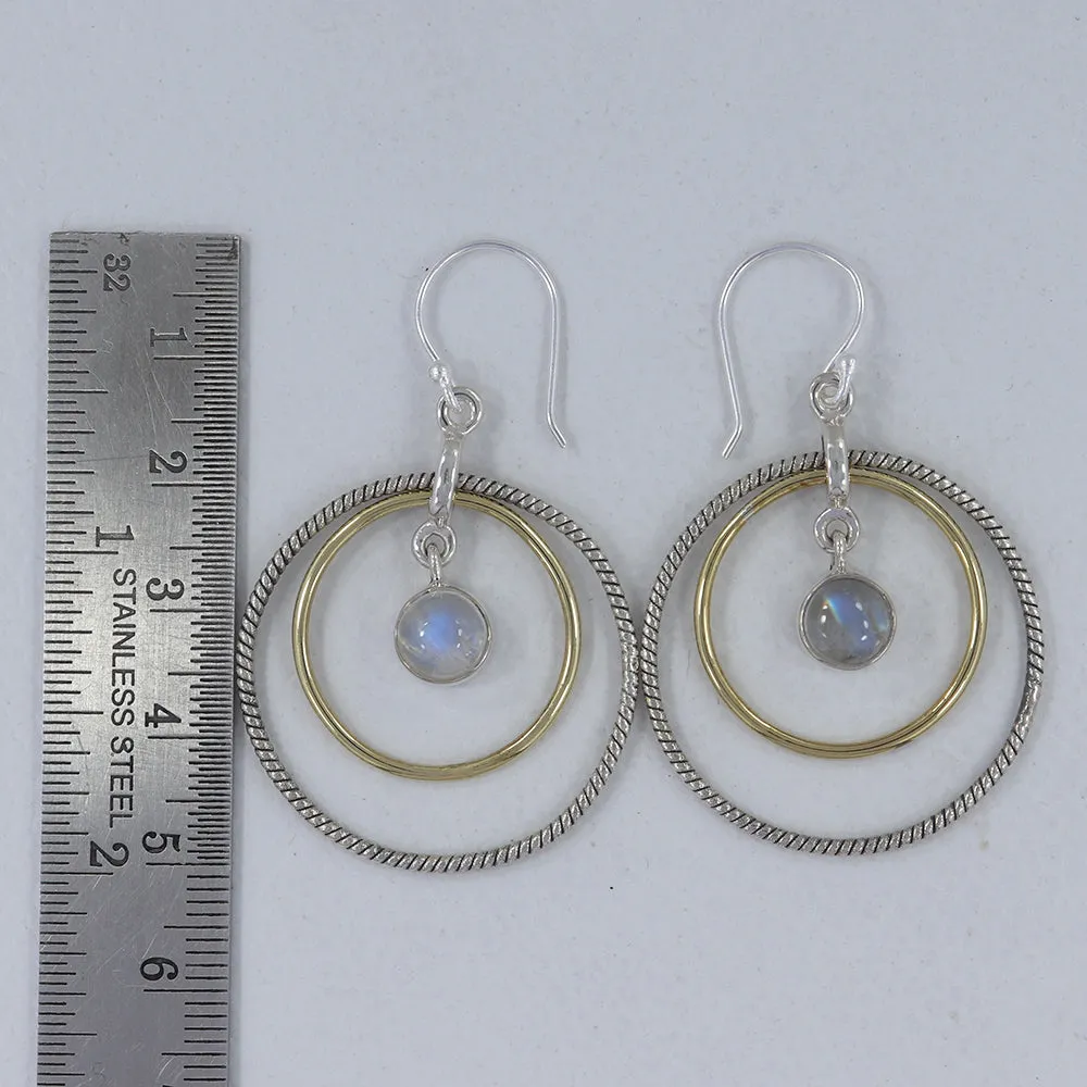 Rainbow Moonstone Silver Earrings