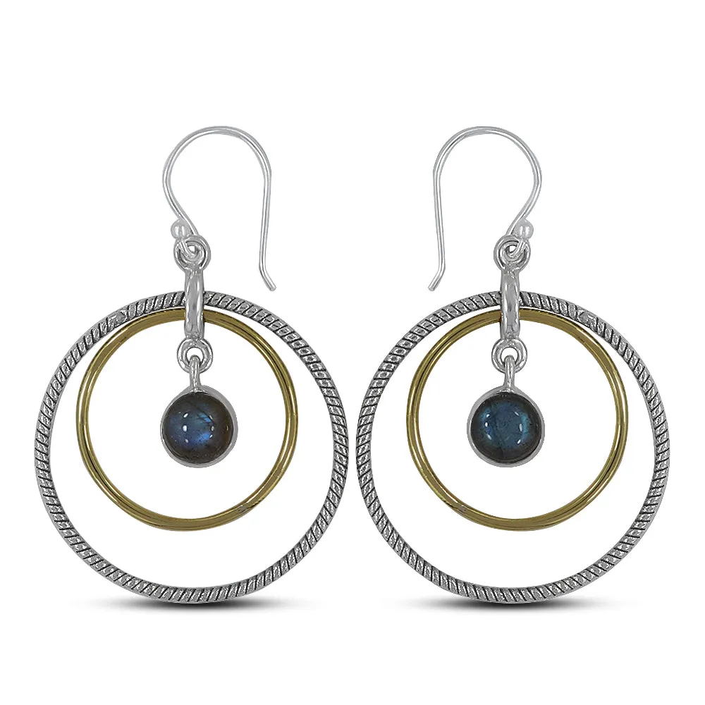 Rainbow Moonstone Silver Earrings