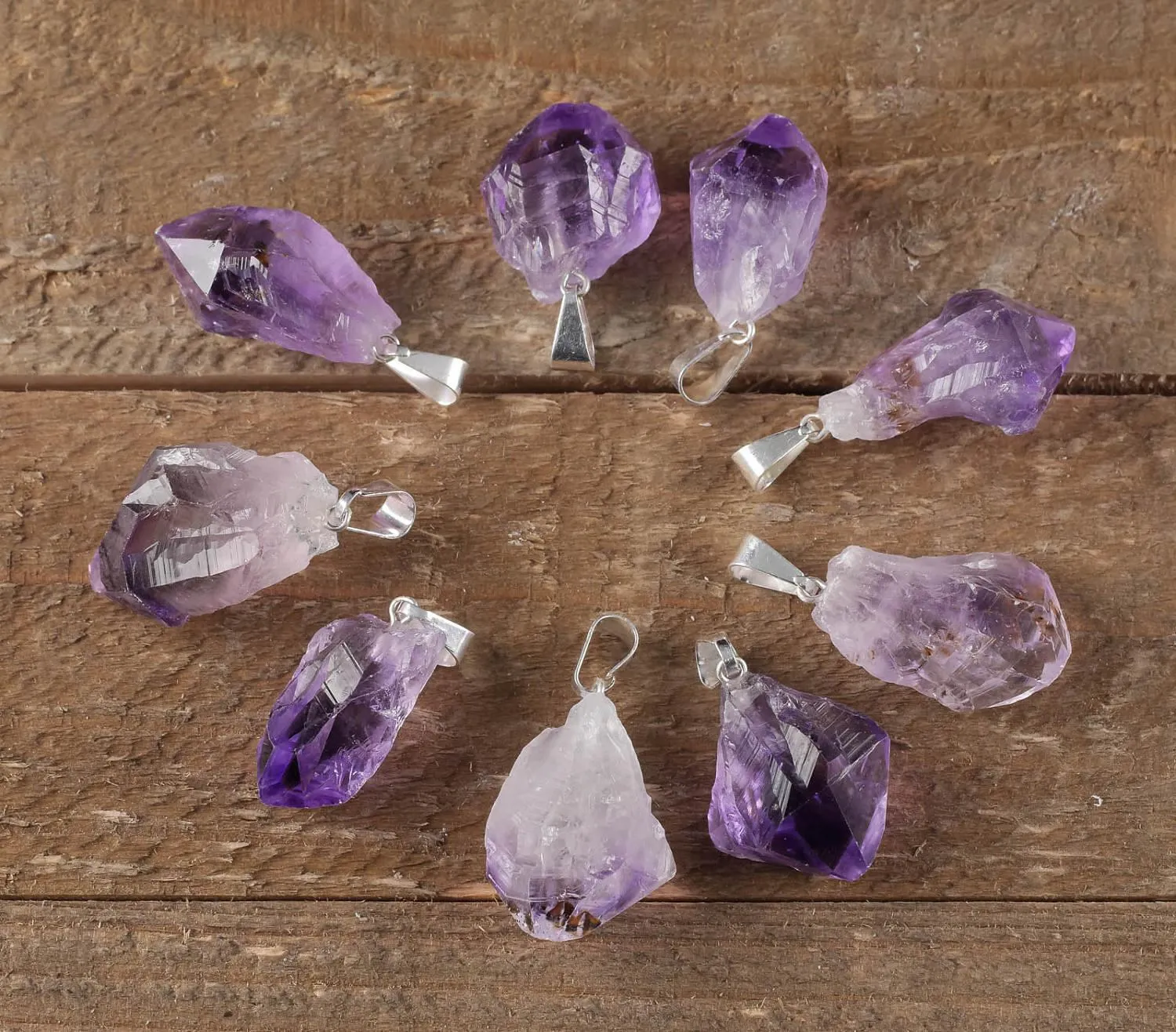 Raw AMETHYST Crystal Pendant - Raw Crystal Necklace, Birthstone, Handmade Jewelry, Healing Crystals and Stones, E0250