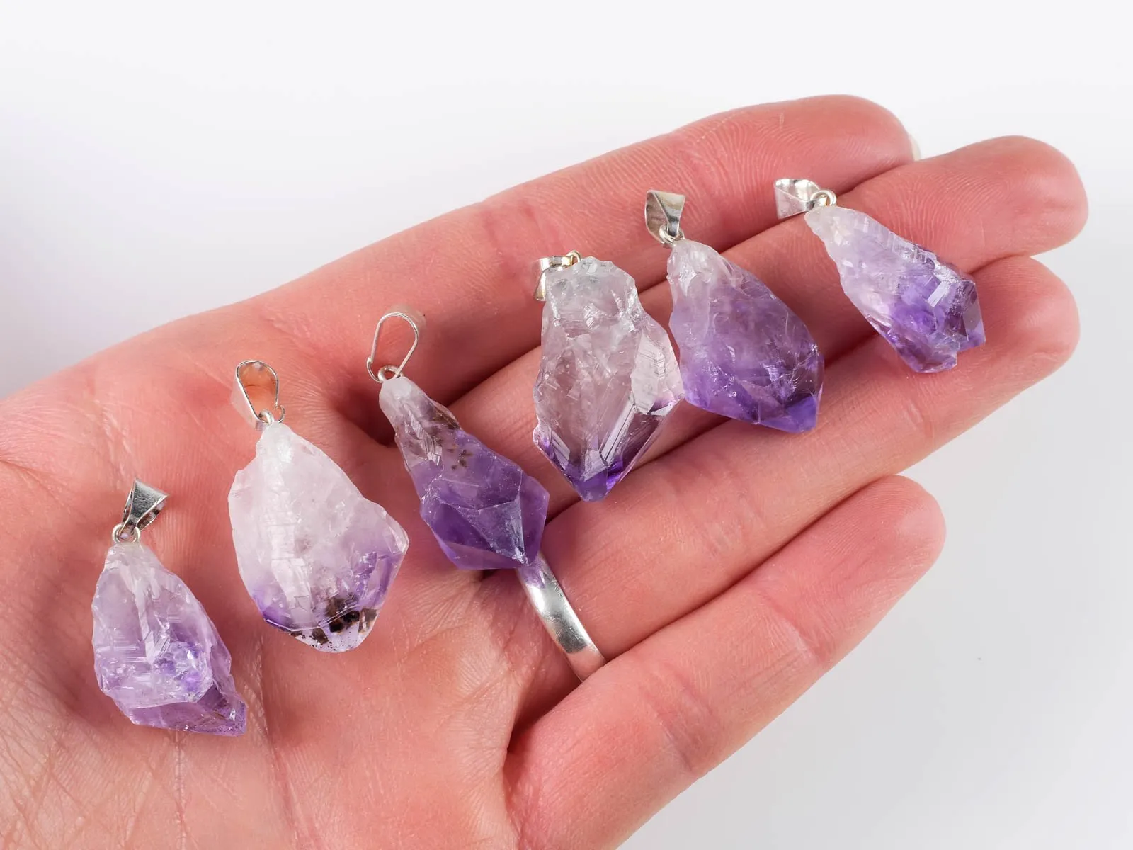 Raw AMETHYST Crystal Pendant - Raw Crystal Necklace, Birthstone, Handmade Jewelry, Healing Crystals and Stones, E0250