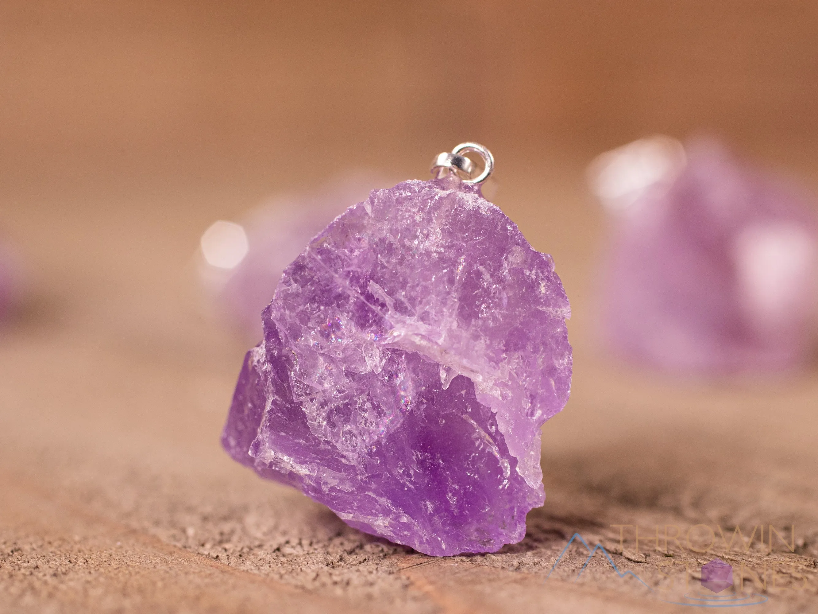 Raw AMETHYST Crystal Pendant - Raw Crystal Necklace, Birthstone, Handmade Jewelry, Healing Crystals and Stones, E1357