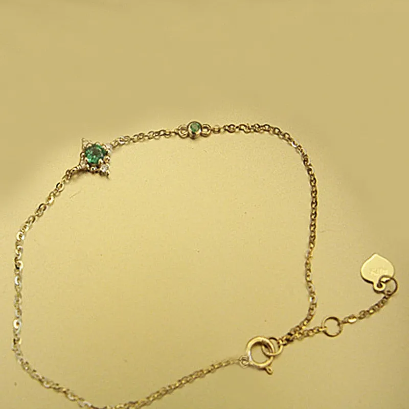 Retro Green Zircon Chain Bracelet