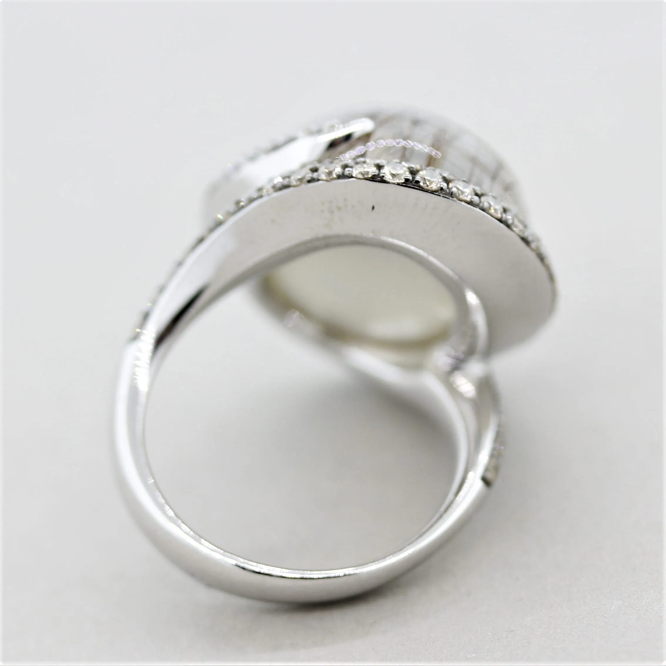 Rutilated Quartz Diamond Mother-of-Pearl Gold Cocktail Ring