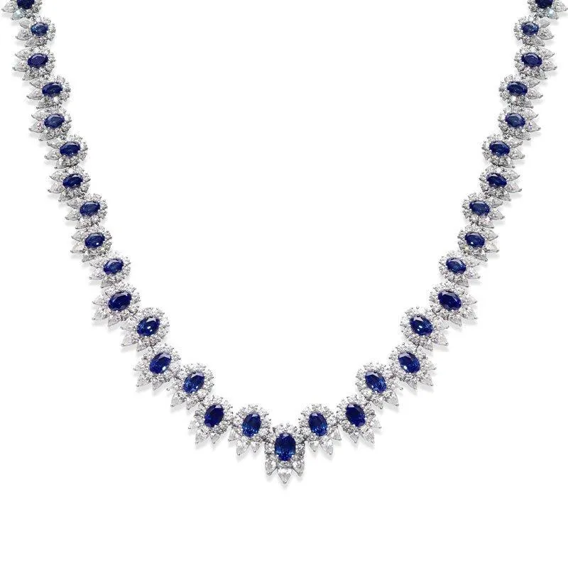 Sapphire Flower Cluster Grand Necklace
