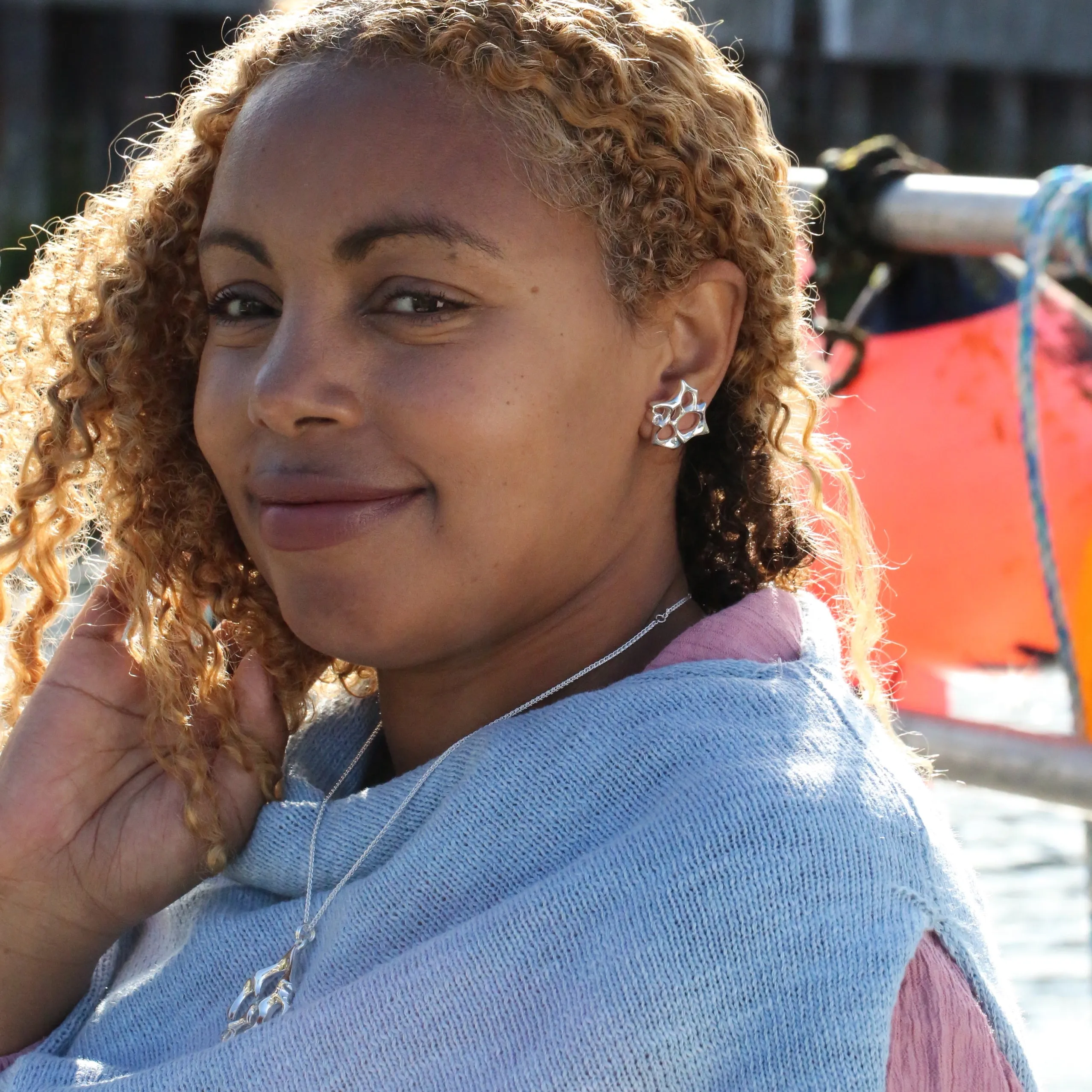 Sculpted By Time Stud Earrings with Moonstone