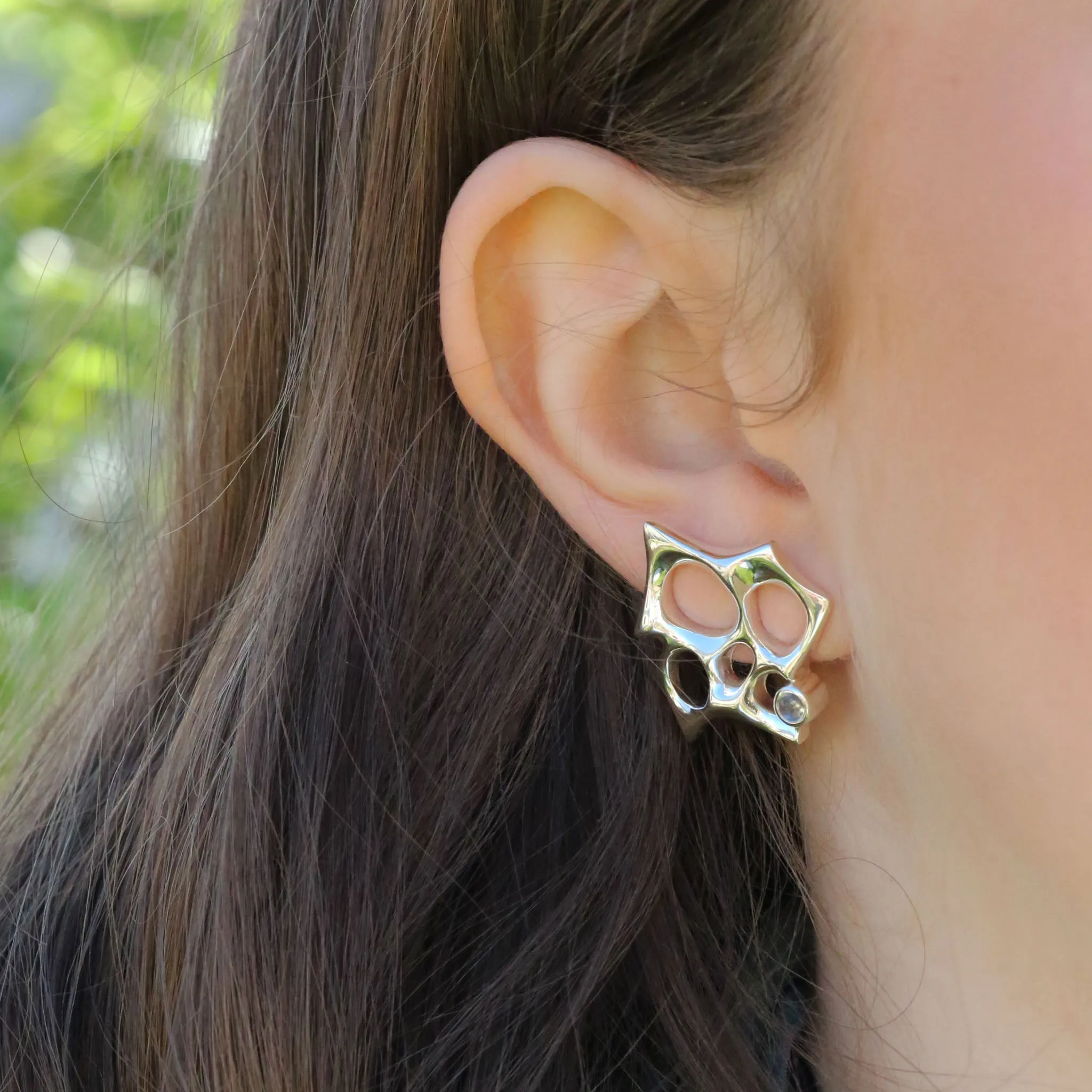 Sculpted By Time Stud Earrings with Moonstone