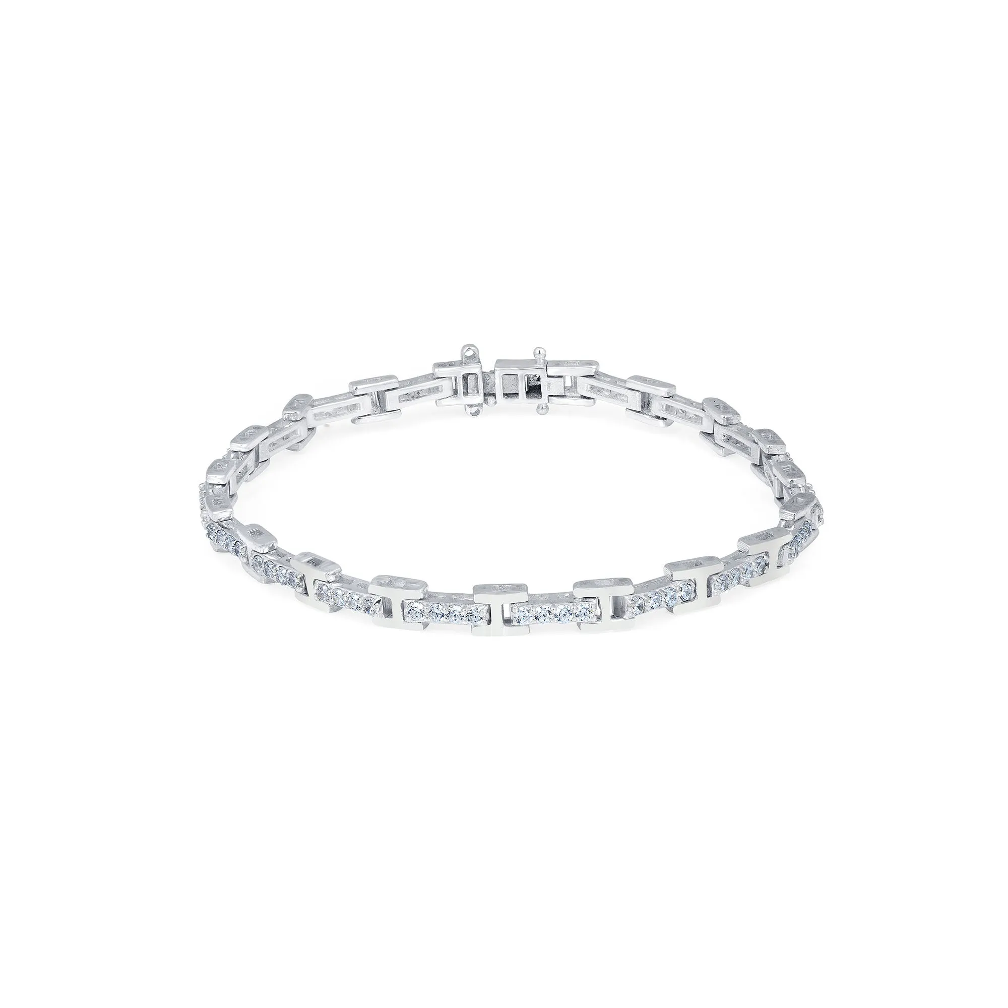 Silver Cluster Diamond Studded Bracelet