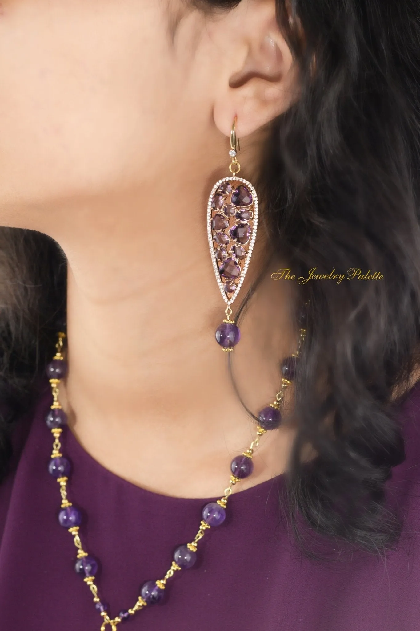 Simra amethyst necklace and earrings